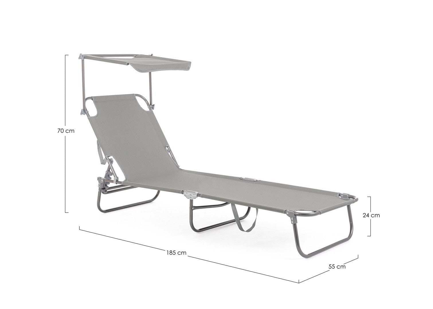 Bizzotto Lettino pieghevole da giardino Oristano Grigio