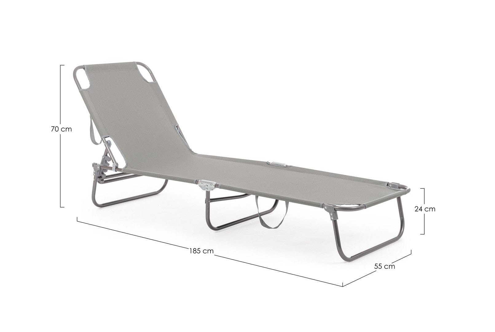 Bizzotto Lettino pieghevole da giardino Oristano Grigio