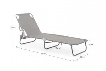 Bizzotto Lettino pieghevole da giardino Oristano Grigio