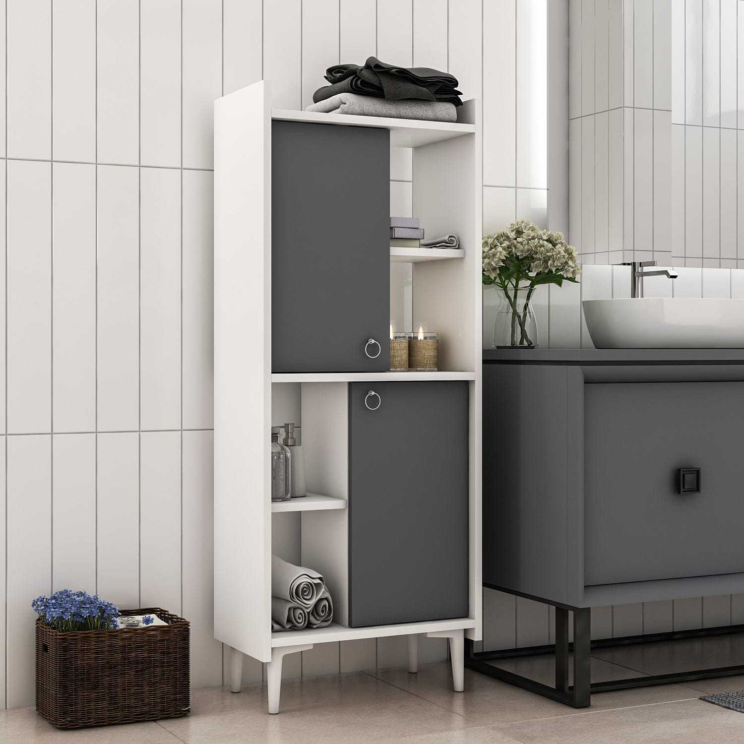 Libreria con 2 ante Leeds Antracite (3)