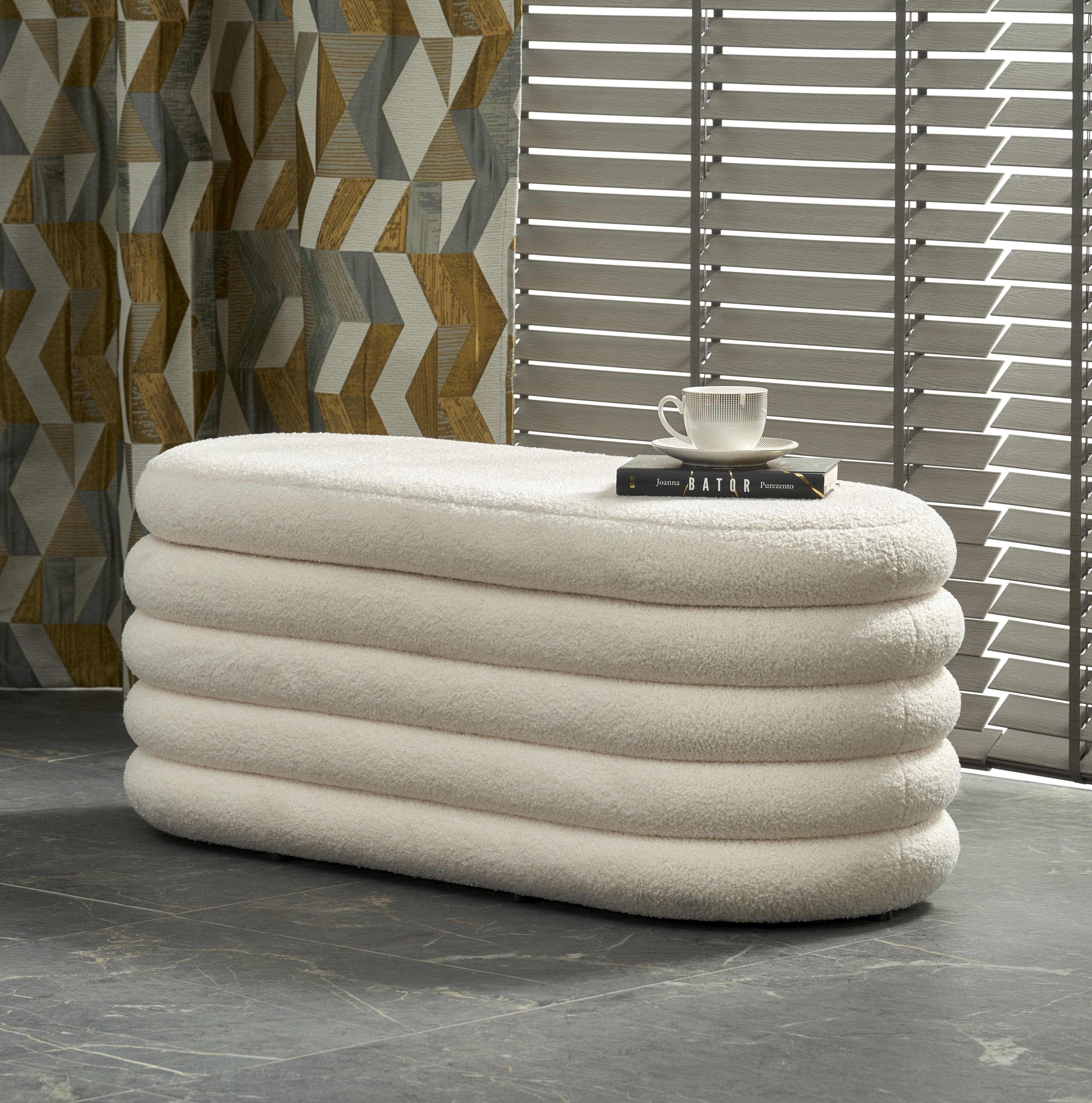 Halmar Panca con contenitore in tessuto Bliss Crema