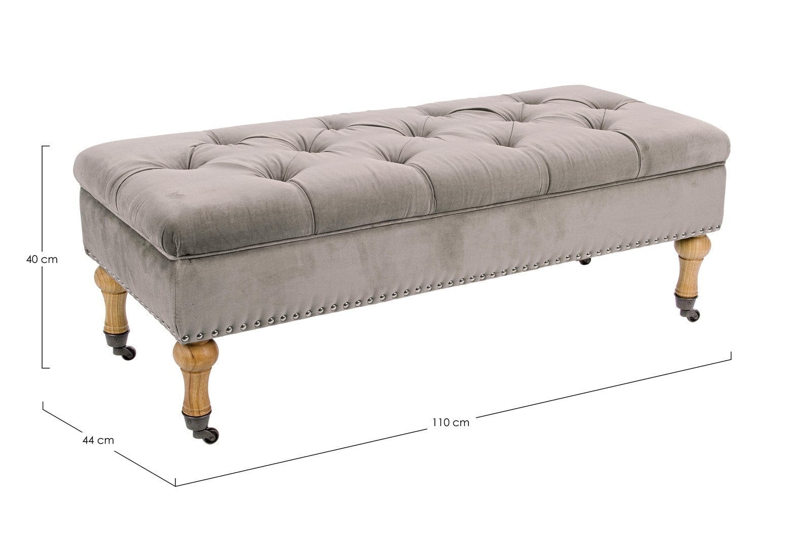 Bizzotto Panca con contenitore in velluto Arlette Grigio