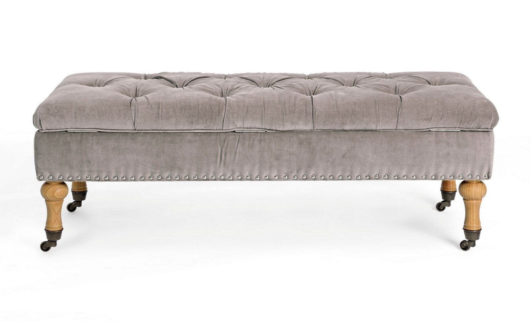 Bizzotto Panca con contenitore in velluto Arlette Grigio