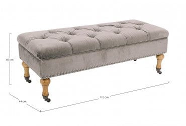 Bizzotto Panca con contenitore in velluto Arlette Grigio