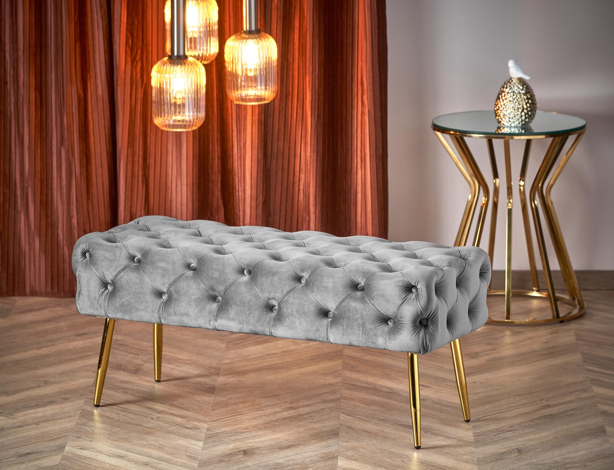 Halmar Panca in velluto Athena Grigio