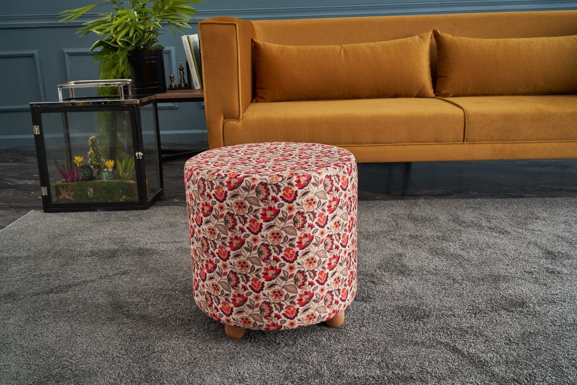 Pouf in tessuto Alya Round Multicolore