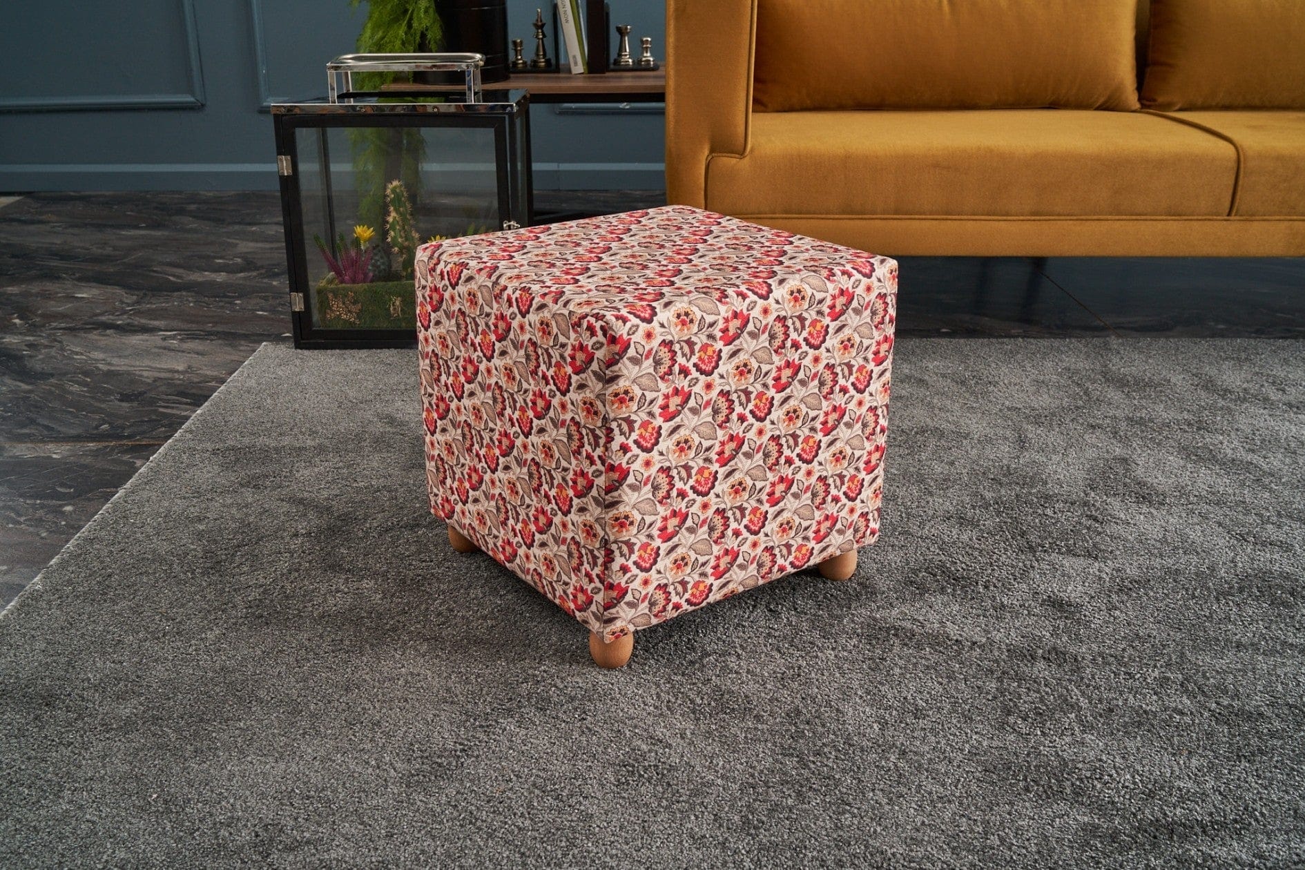 Pouf in tessuto Alya Square Multicolore