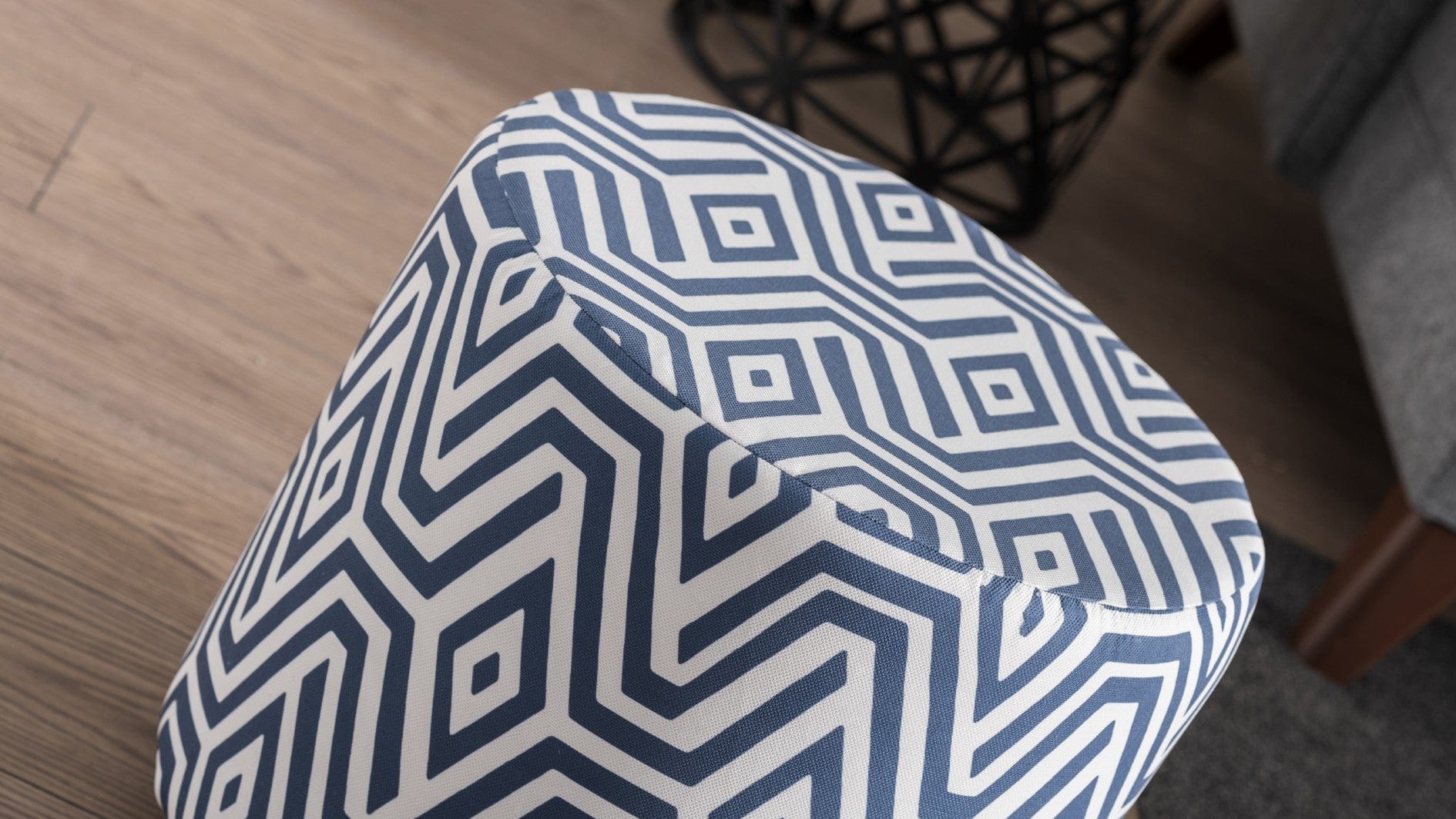 Pouf in tessuto Begon Blu (2)