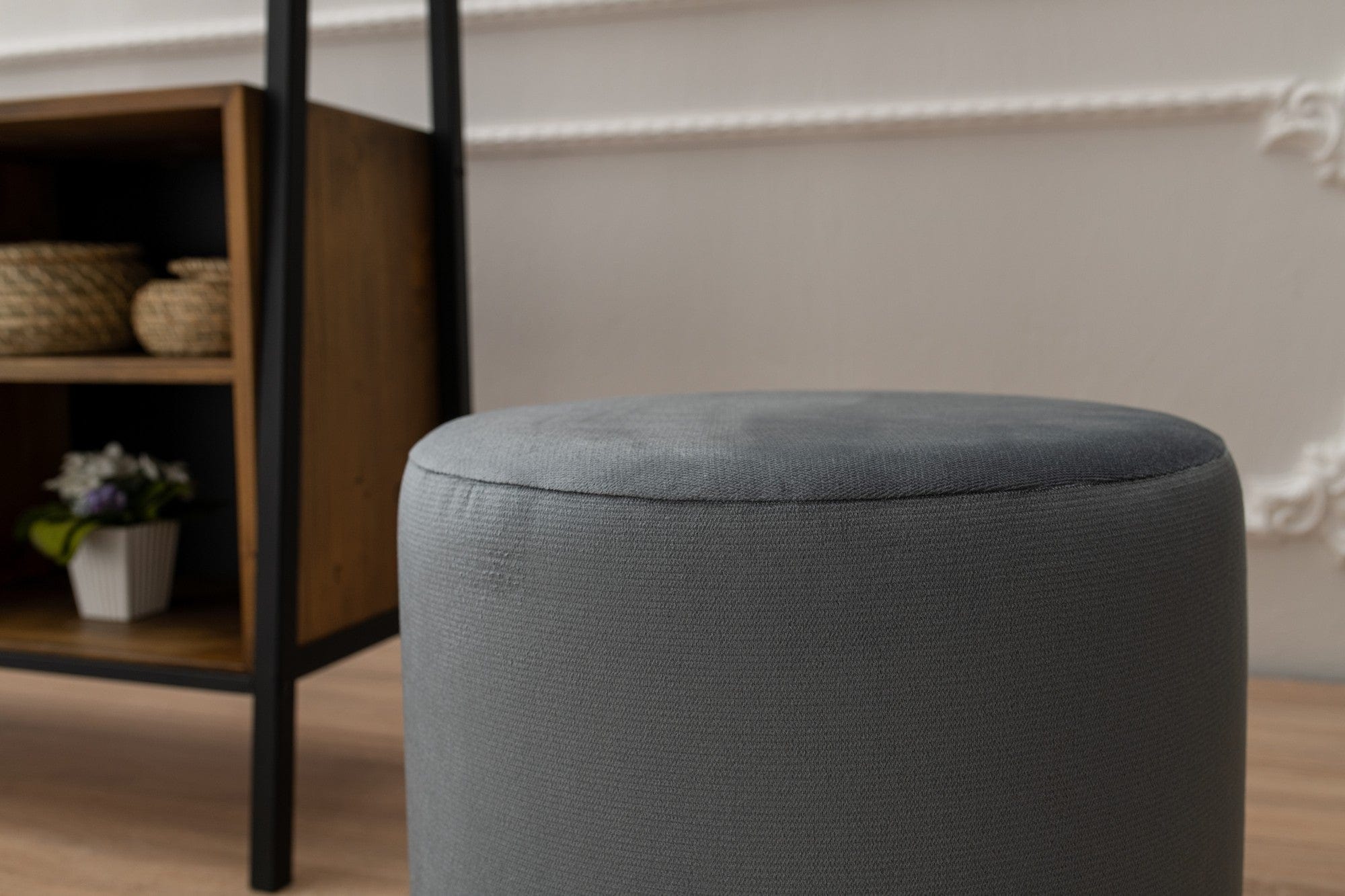 Pouf in tessuto Begon Grigio (2)