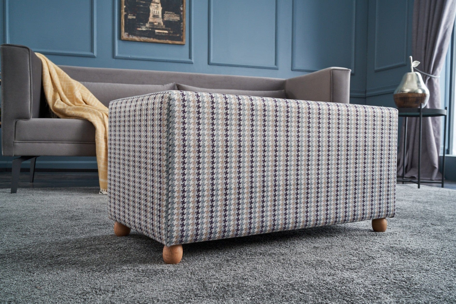 Pouf in tessuto Berta Rectangle Multicolore (2)