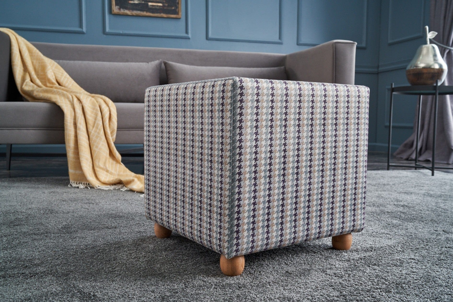 Pouf in tessuto Berta Square Multicolore (2)