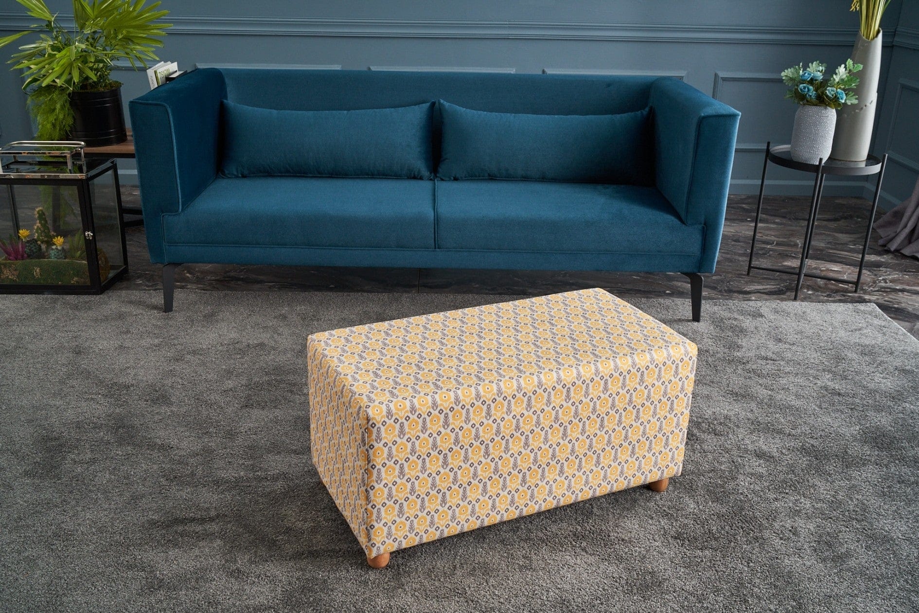 Pouf in tessuto Bianca Rectangle Multicolore