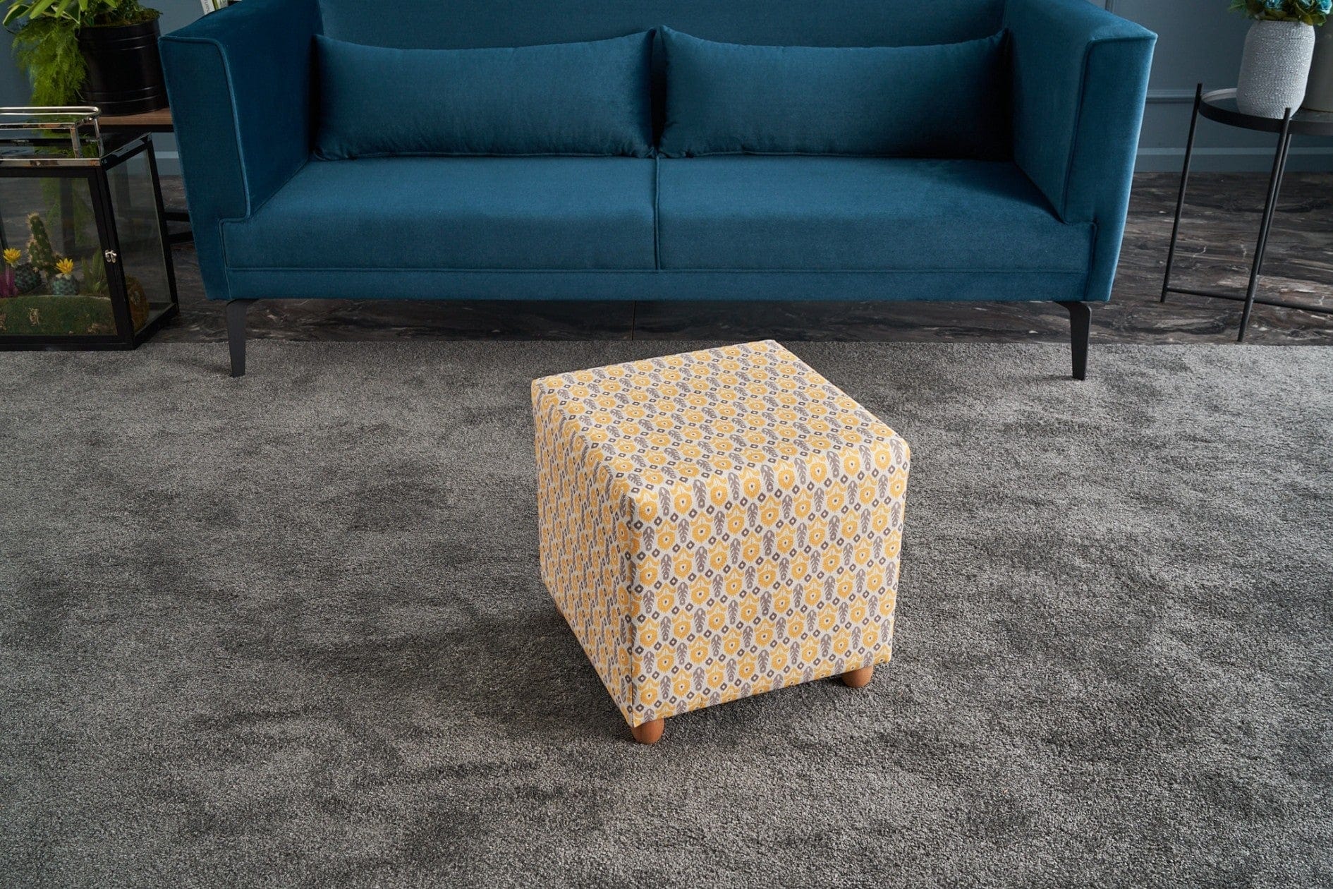 Pouf in tessuto Bianca Square Multicolore