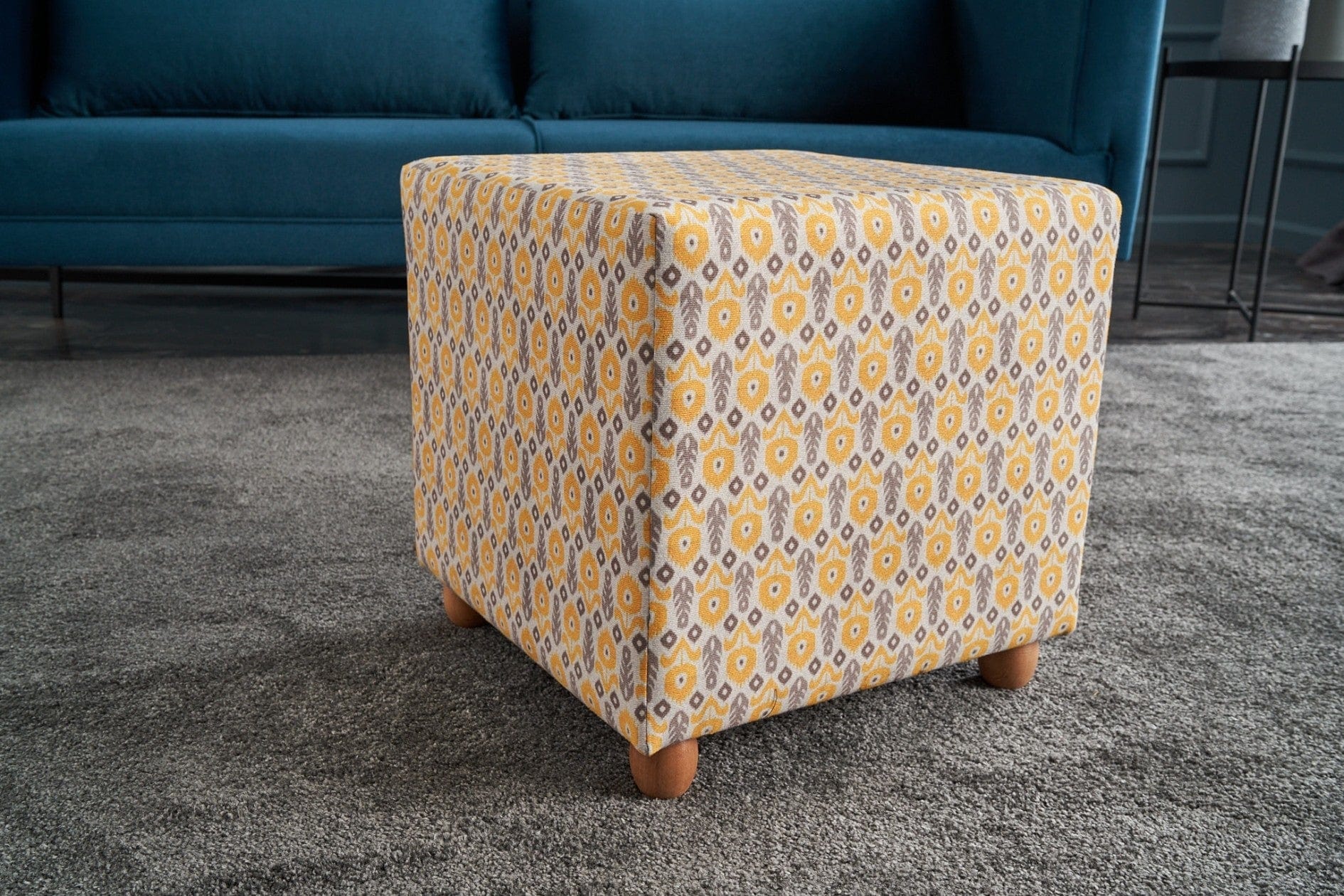 Pouf in tessuto Bianca Square Multicolore (1)