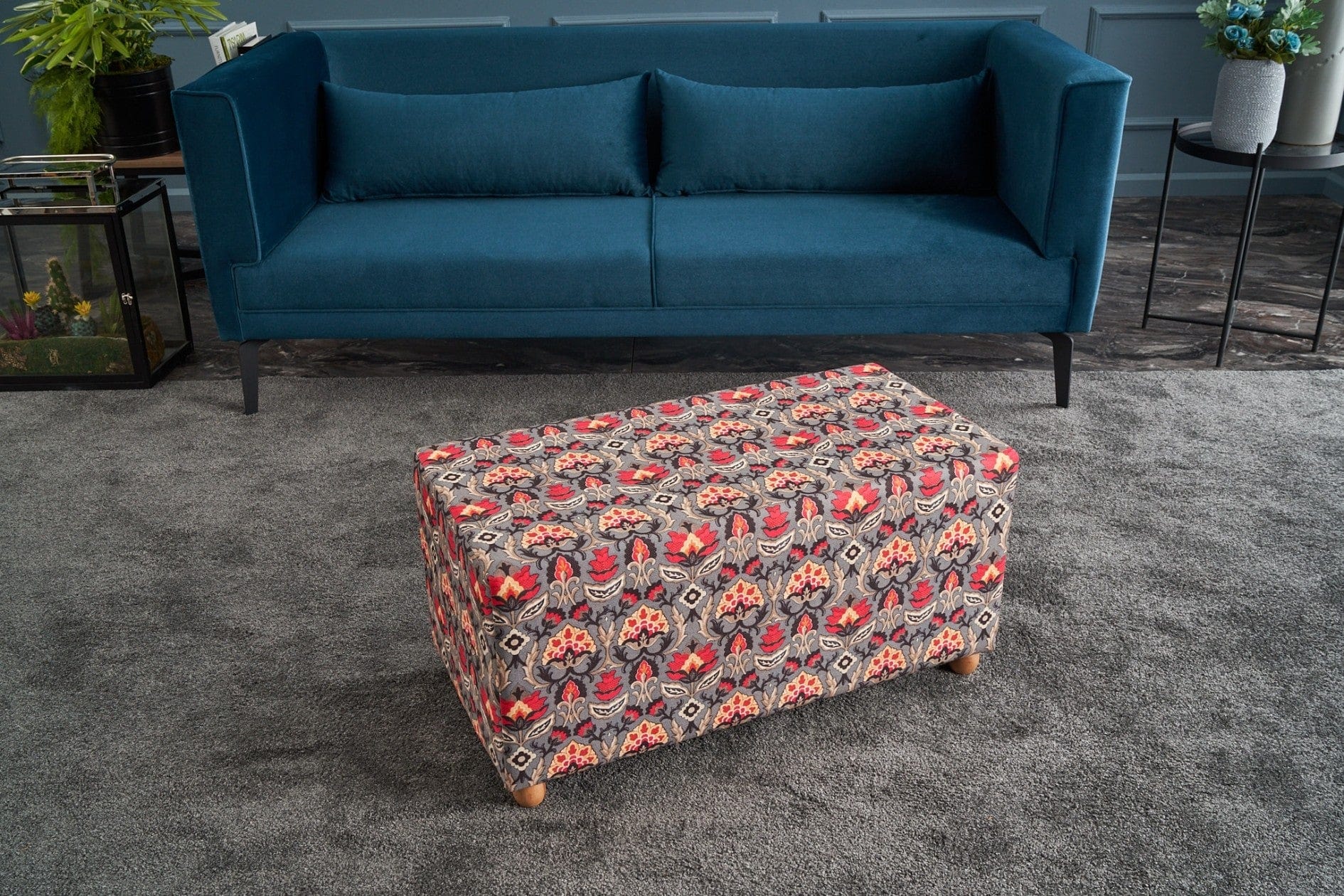 Pouf in tessuto Bonita Rectangle Multicolore