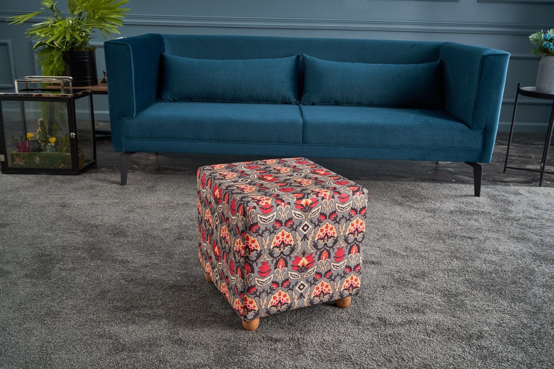 Pouf in tessuto Bonita Square Multicolore