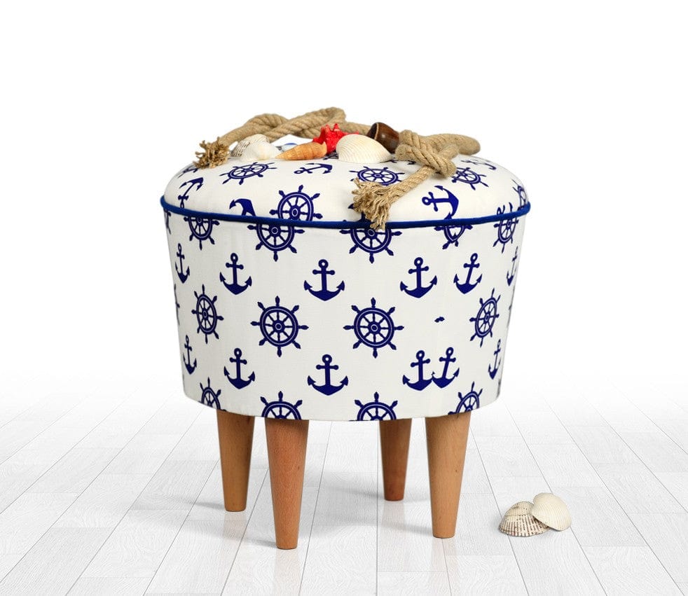 Pouf in tessuto Cunda Blu