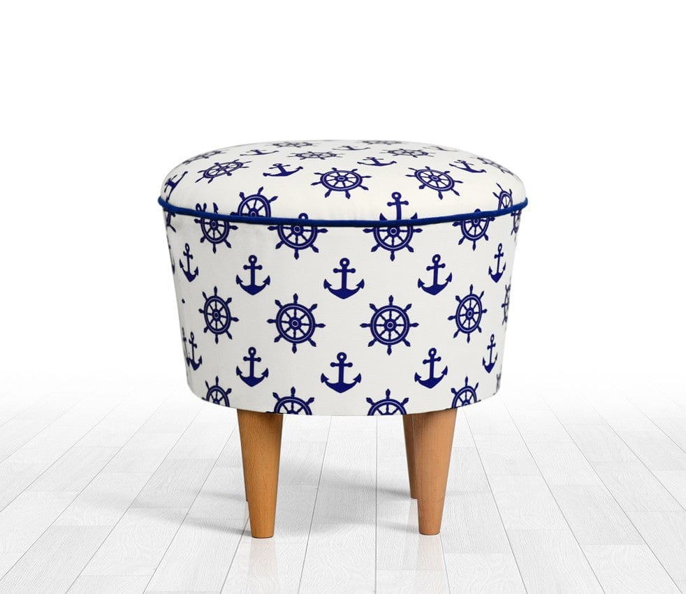 Pouf in tessuto Cunda Blu (1)