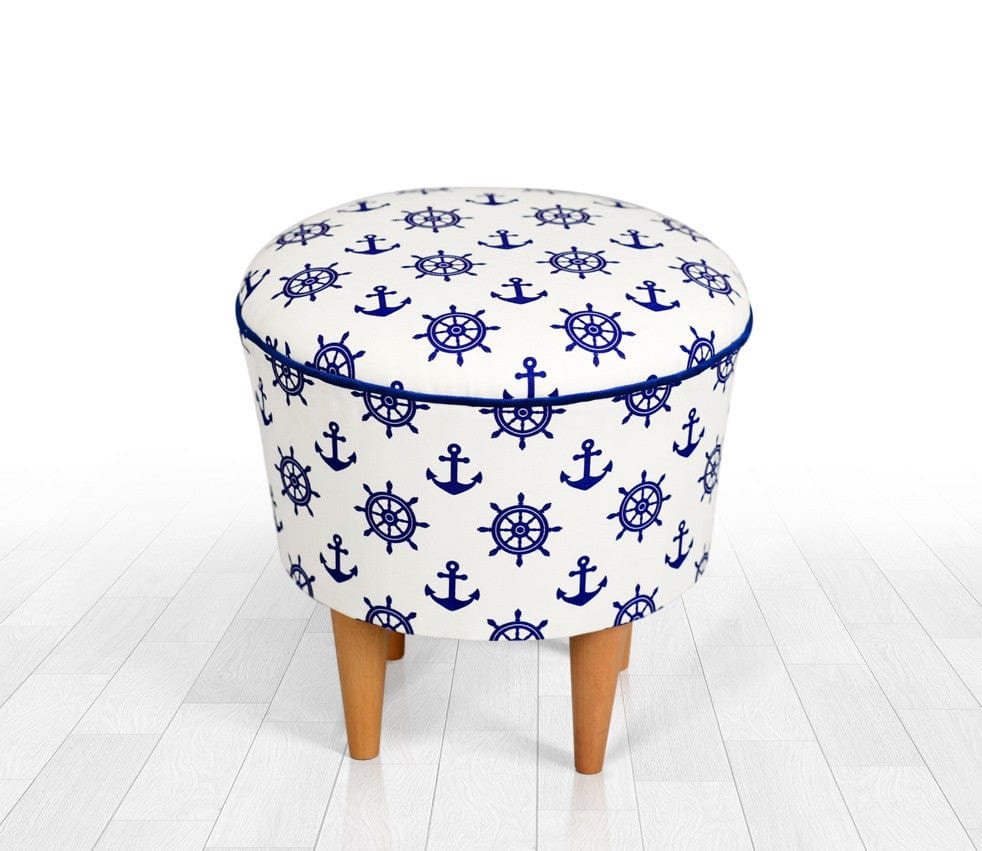 Pouf in tessuto Cunda Blu (2)