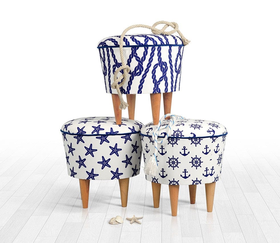 Pouf in tessuto Cunda Blu (4)