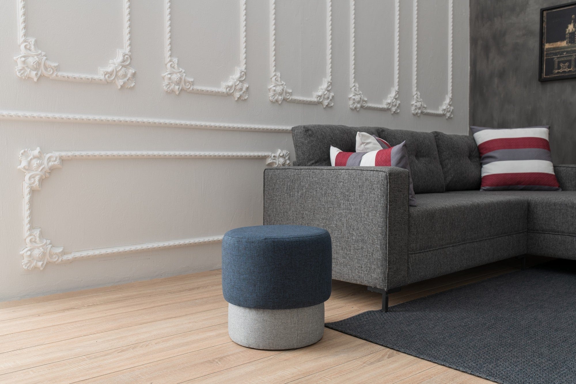 Pouf in tessuto Felix Blu