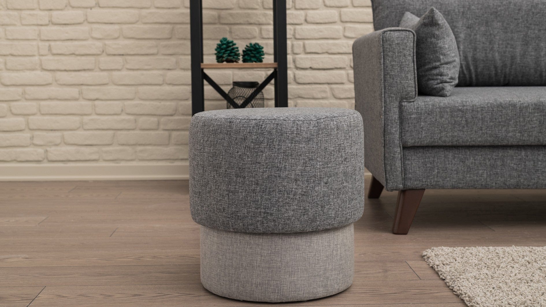 Pouf in tessuto Felix Grigio