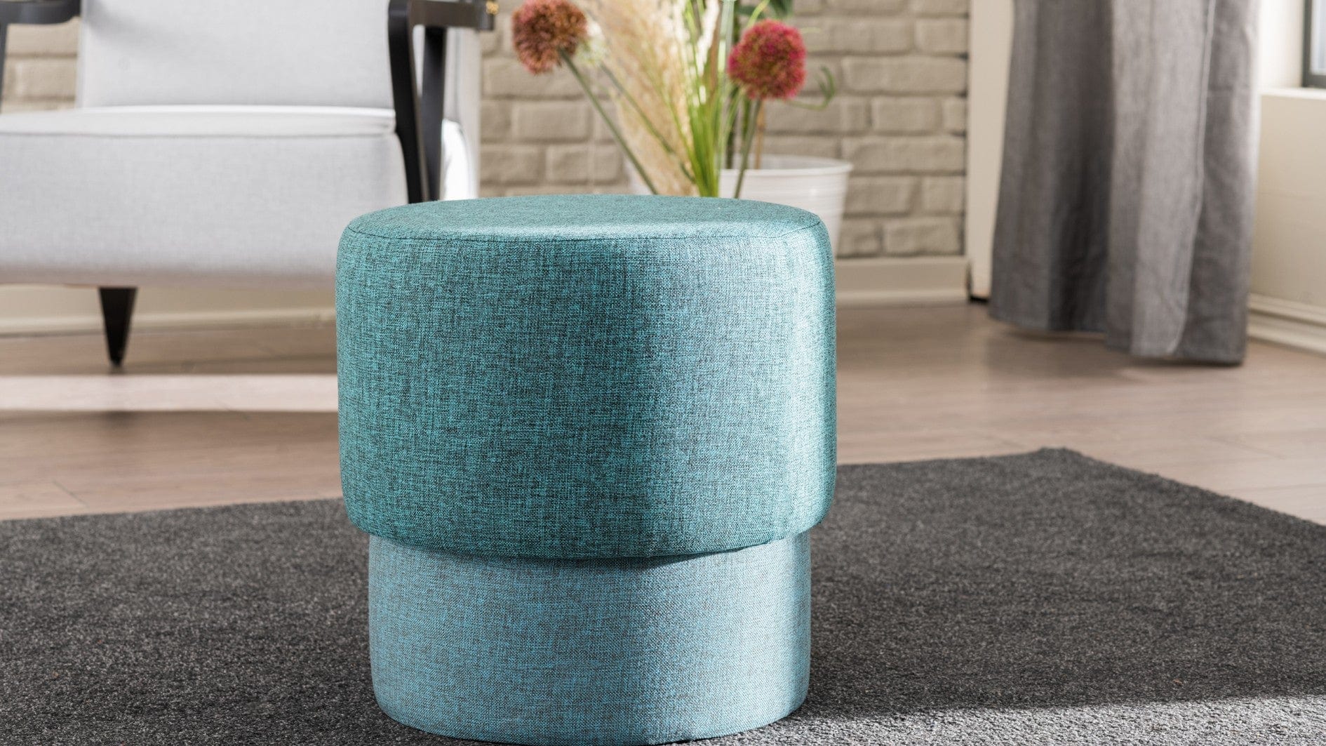 Pouf in tessuto Felix Turchese