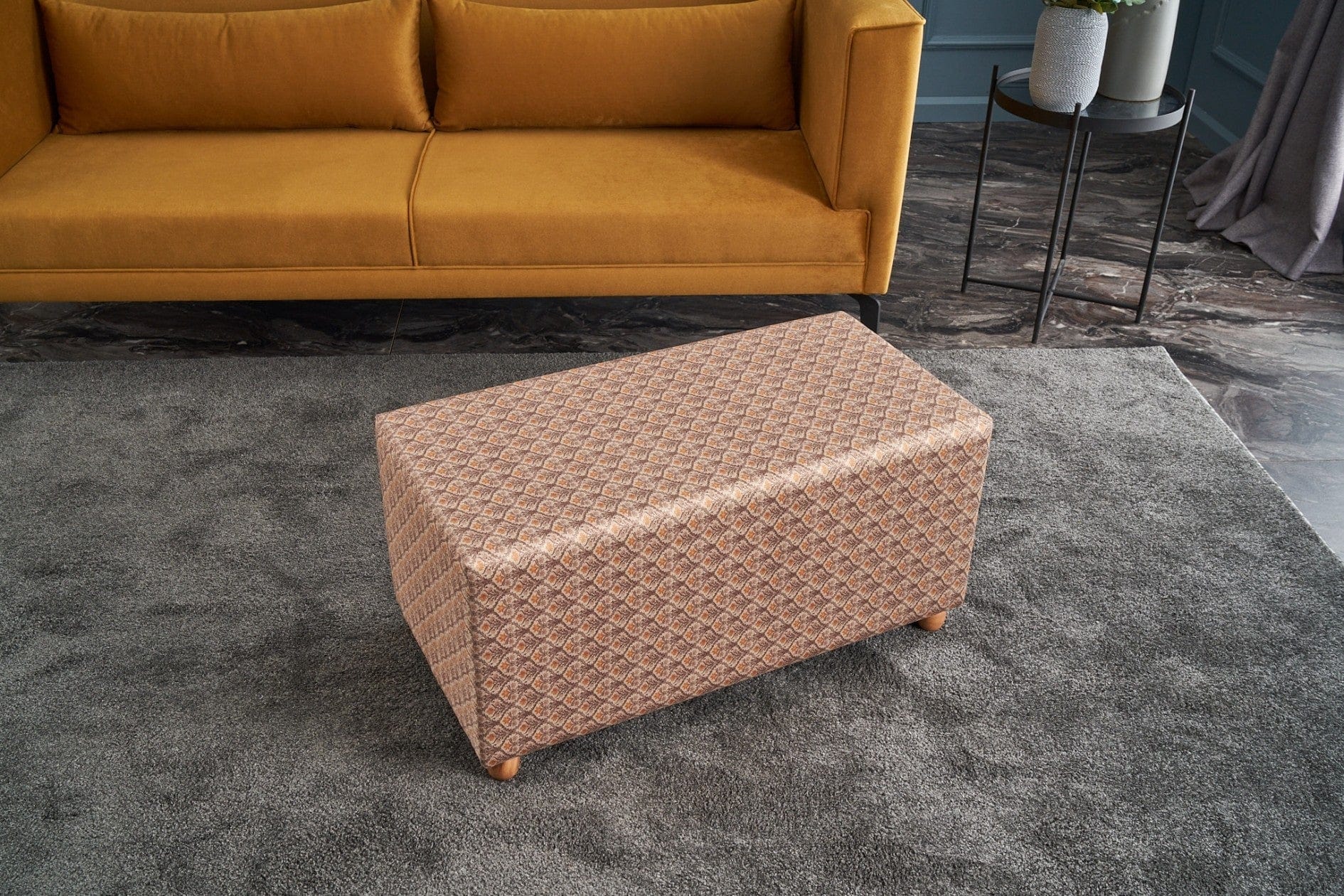 Pouf in tessuto Flora Rectangle Multicolore (1)