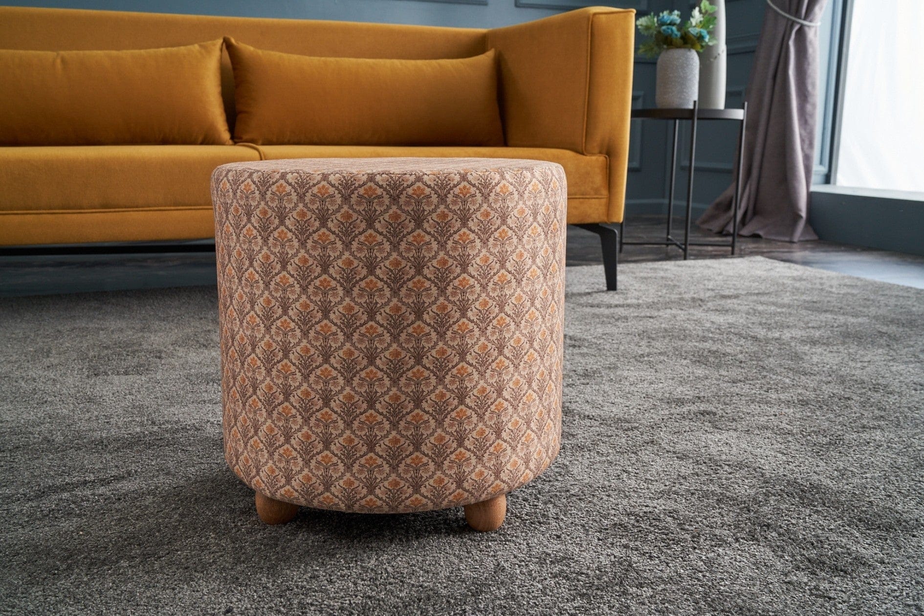 Pouf in tessuto Flora Round Multicolore (2)