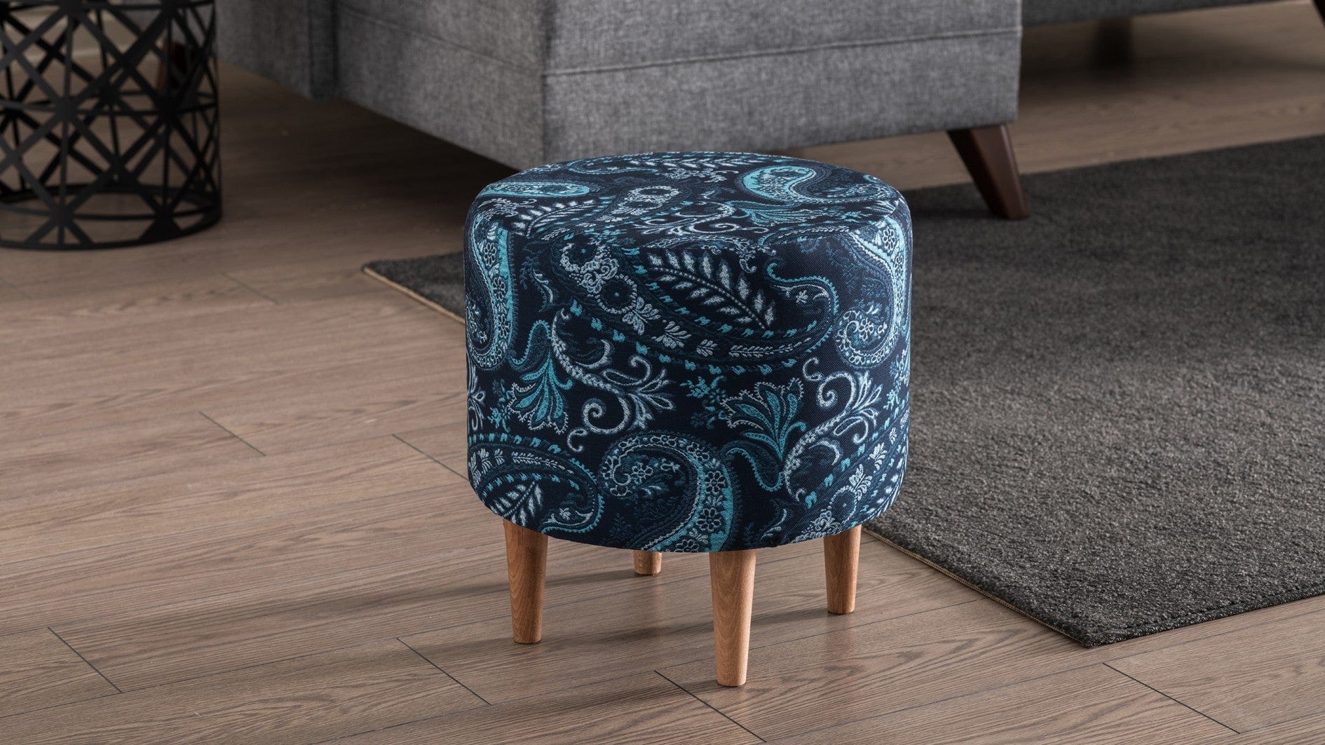 Pouf in tessuto Liza Blu