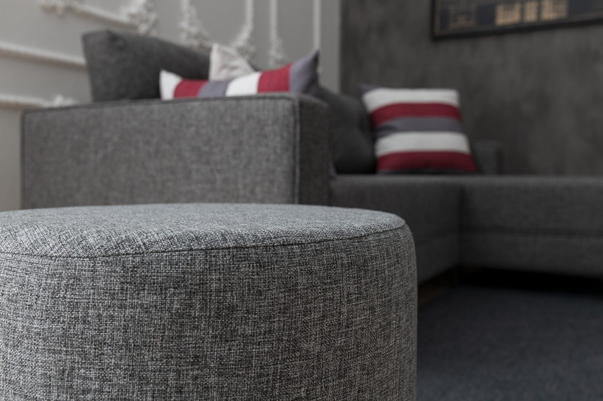 Pouf in tessuto Liza Grigio (3)