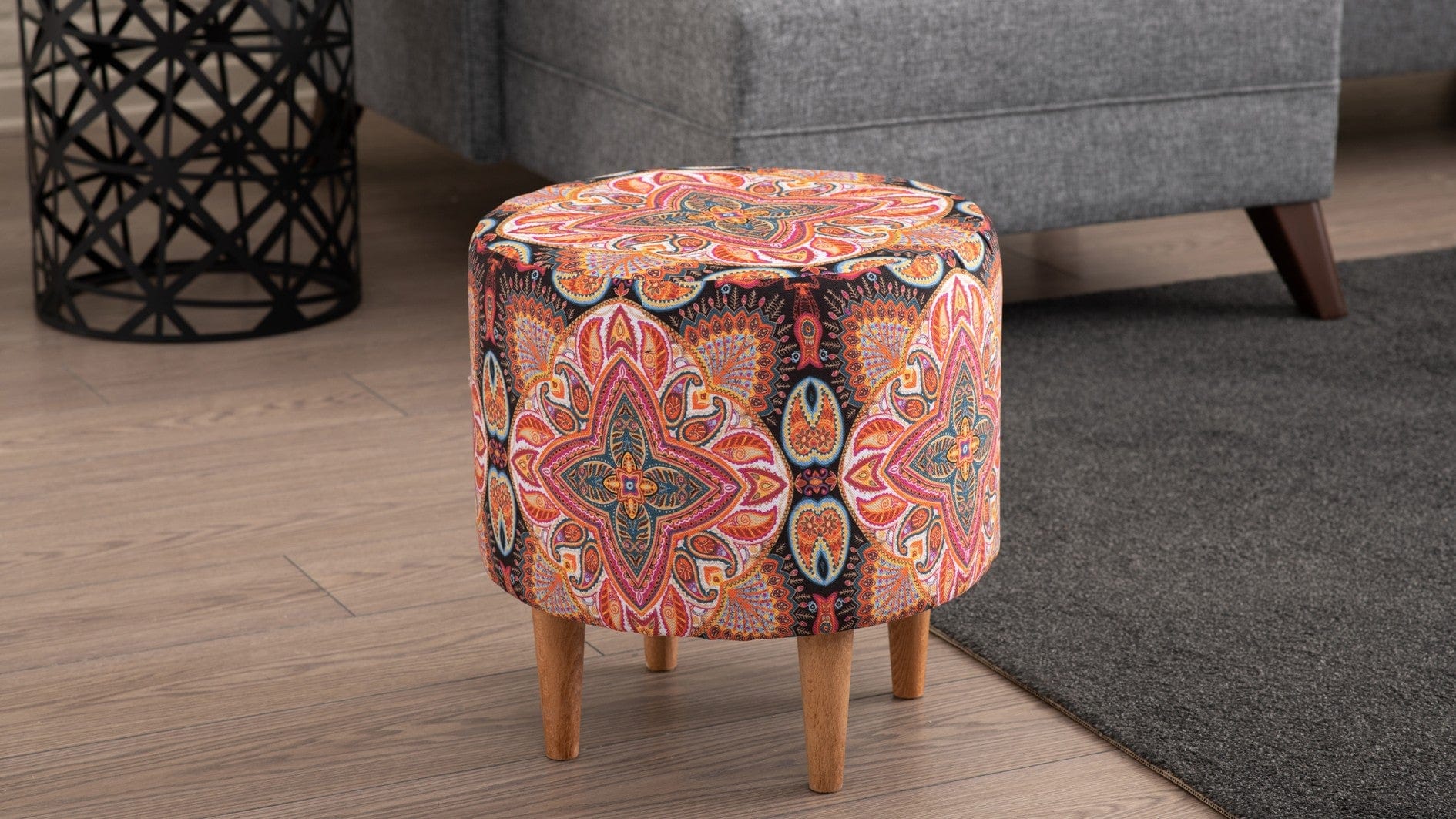 Pouf in tessuto Liza I Multicolore (1)