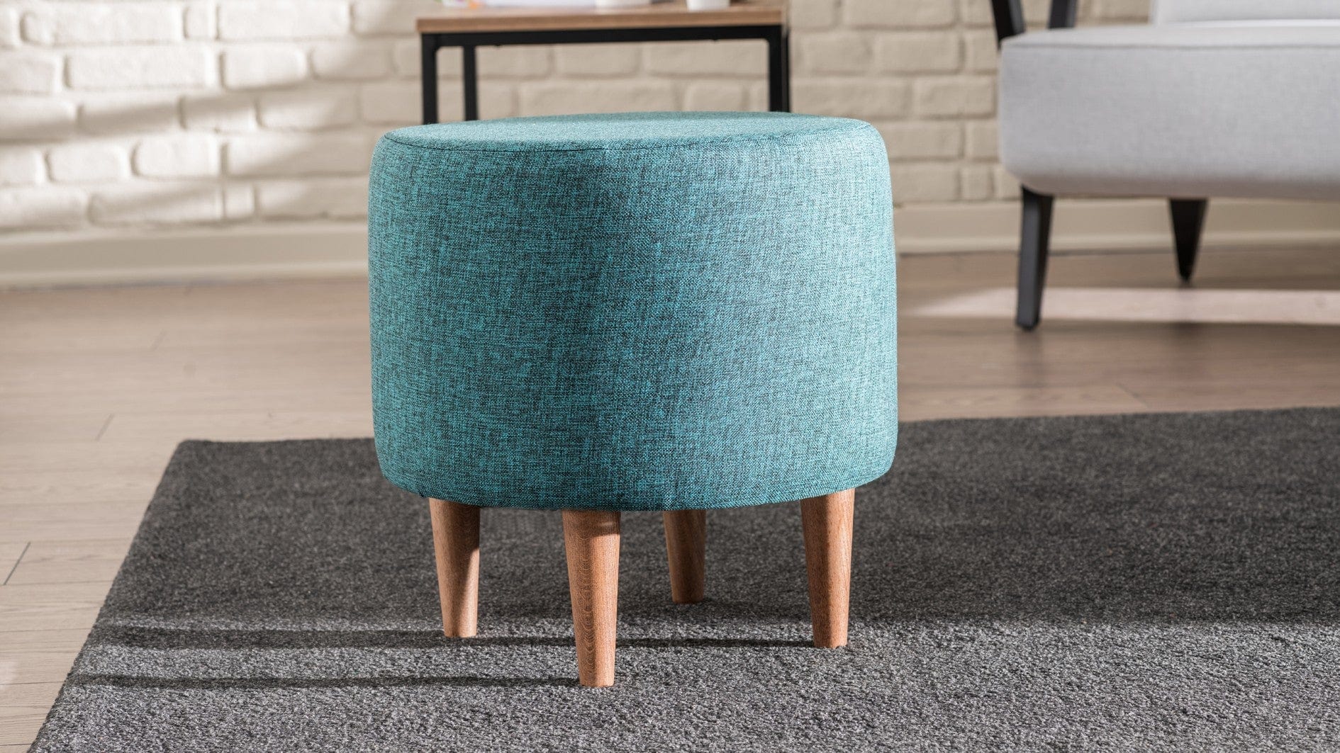 Pouf in tessuto Liza Turchese