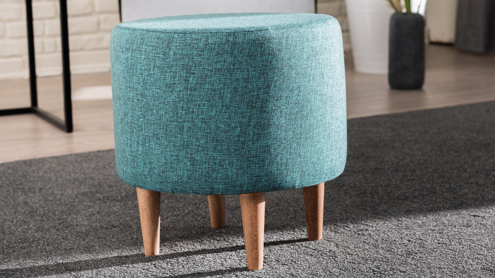 Pouf in tessuto Liza Turchese (2)