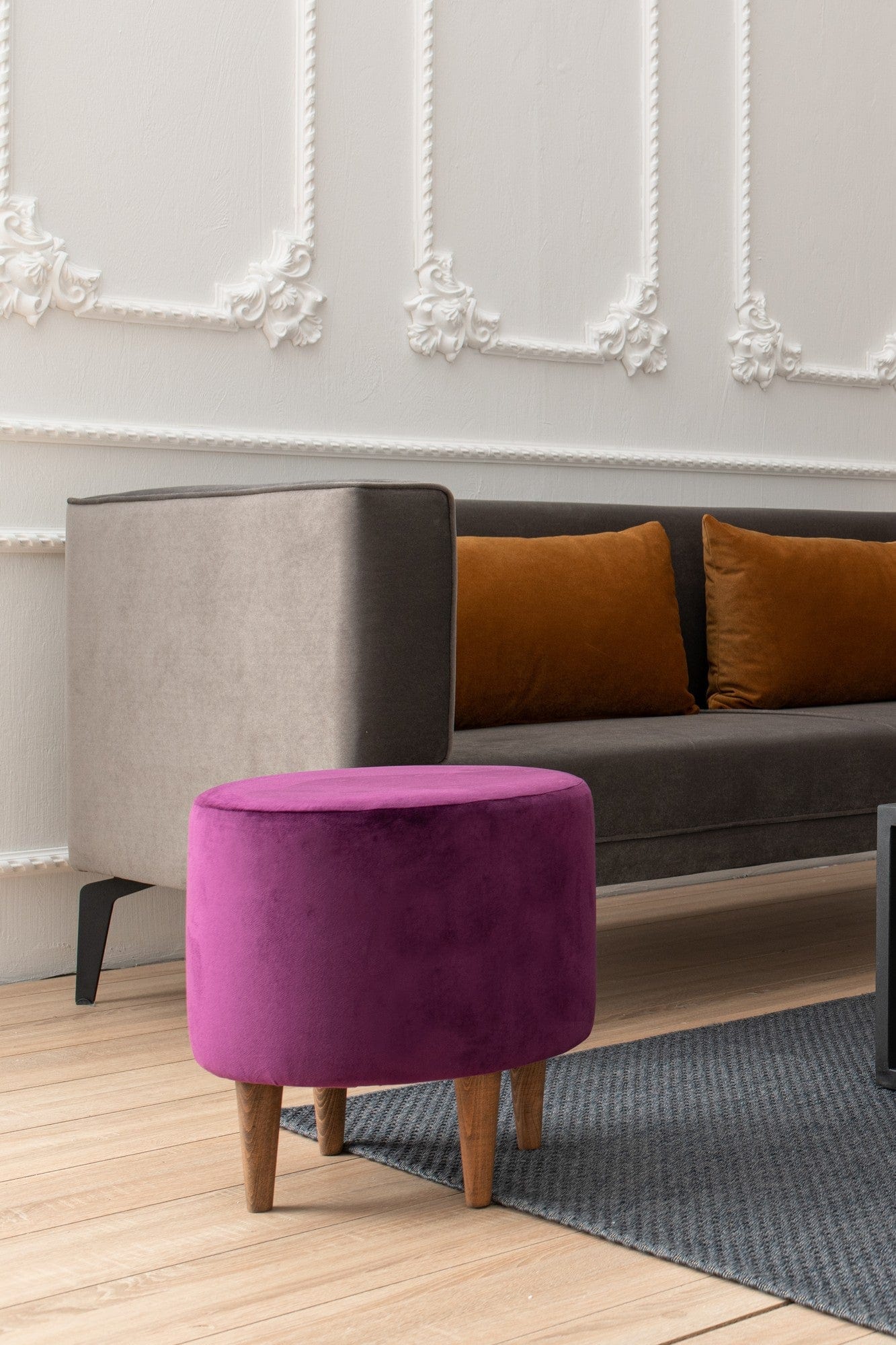 Pouf in tessuto Liza Violetto (1)