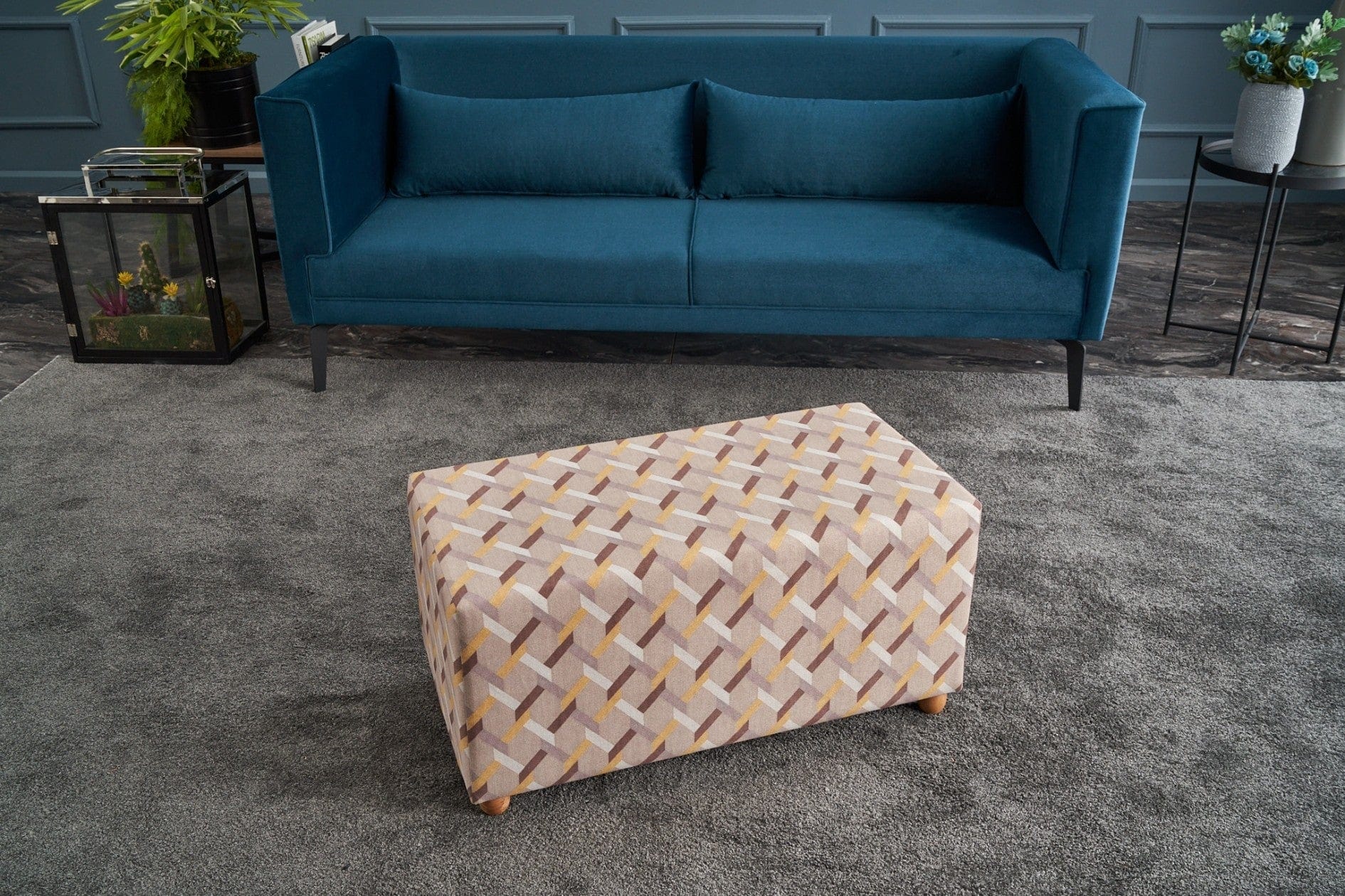 Pouf in tessuto Perla Rectangle Multicolore (1)