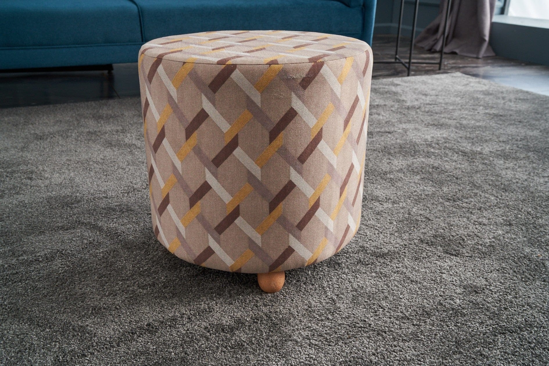 Pouf in tessuto Perla Round Multicolore (3)