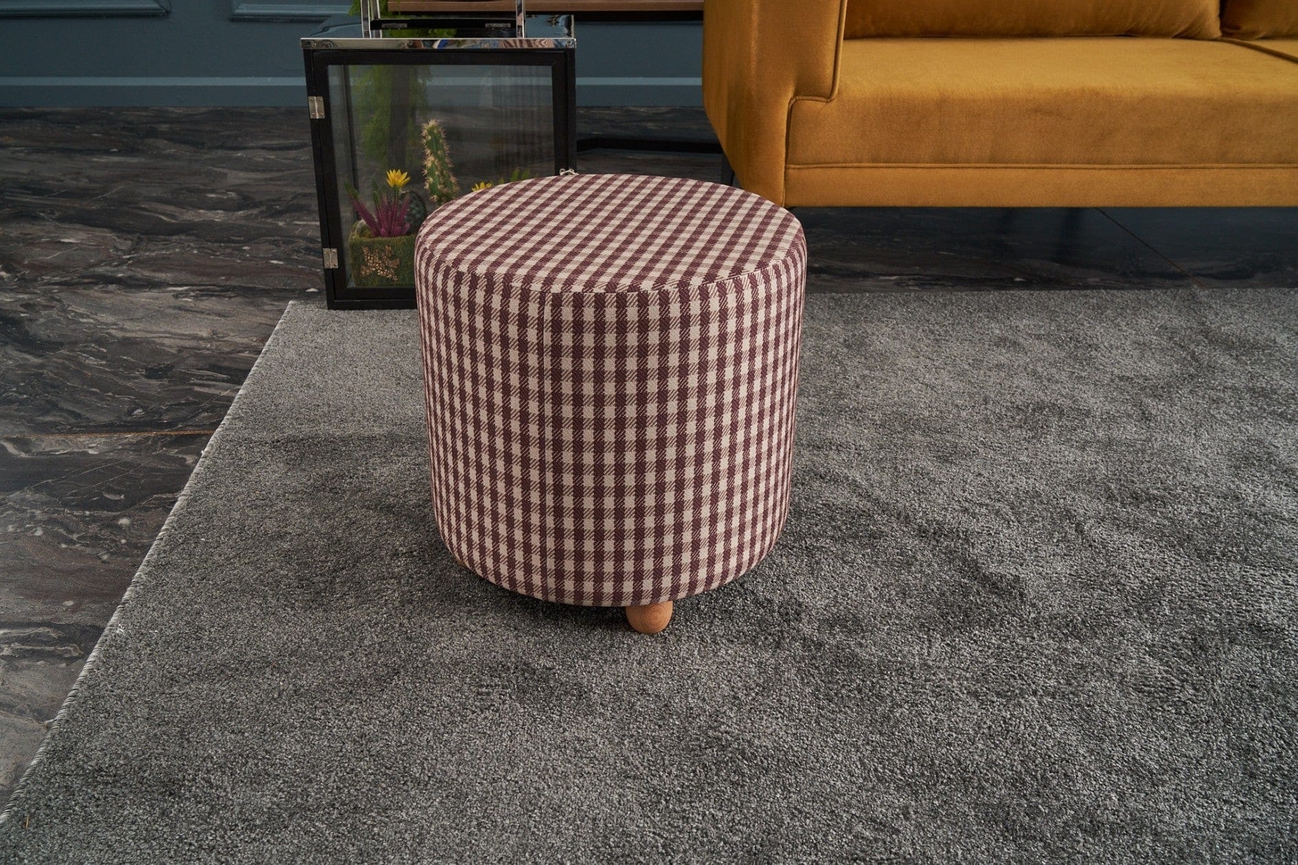 Pouf in tessuto Vera Round Multicolore