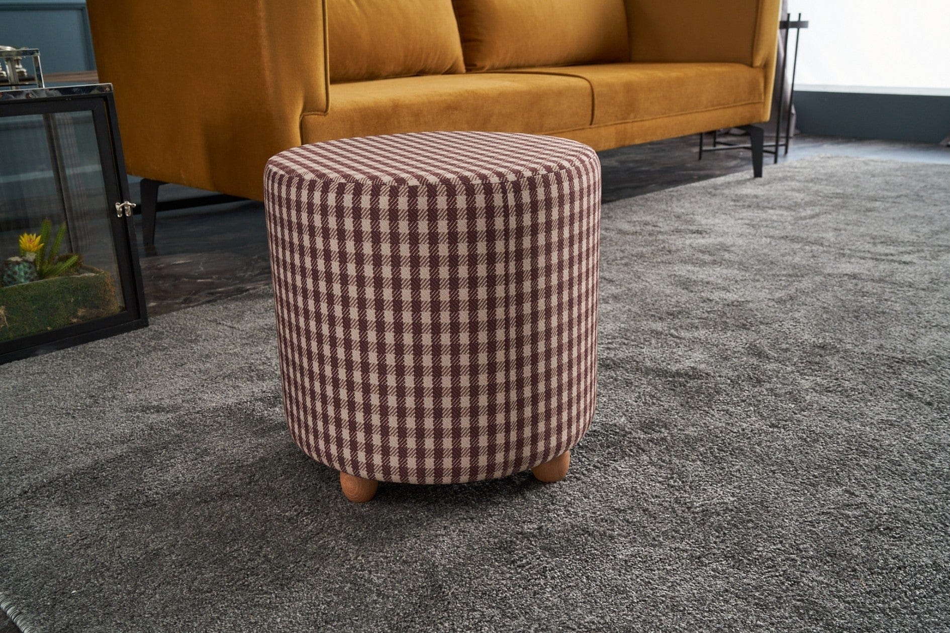 Pouf in tessuto Vera Round Multicolore (1)