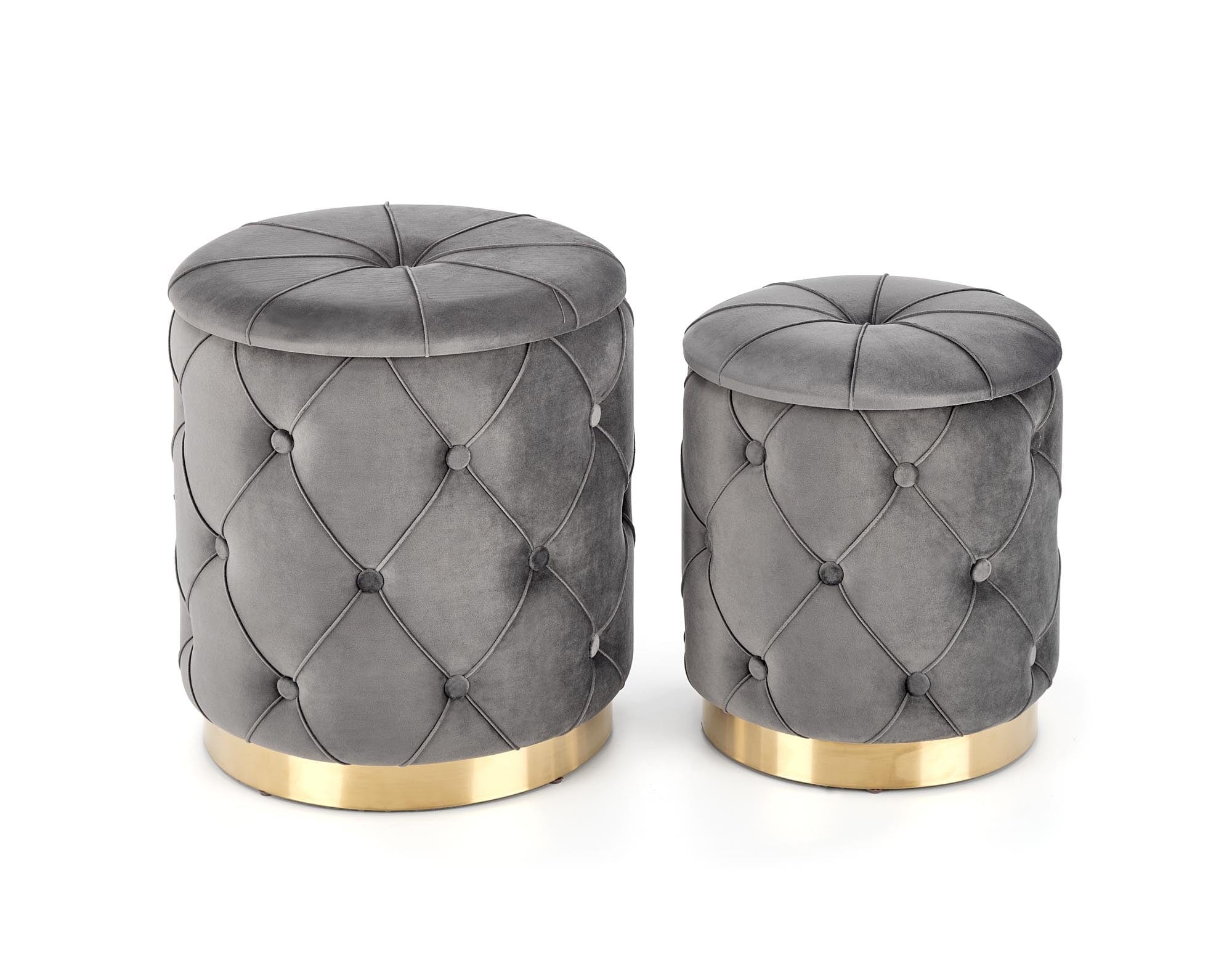 Halmar Set di 2 pouf contenitore in tessuto Polly Grigio
