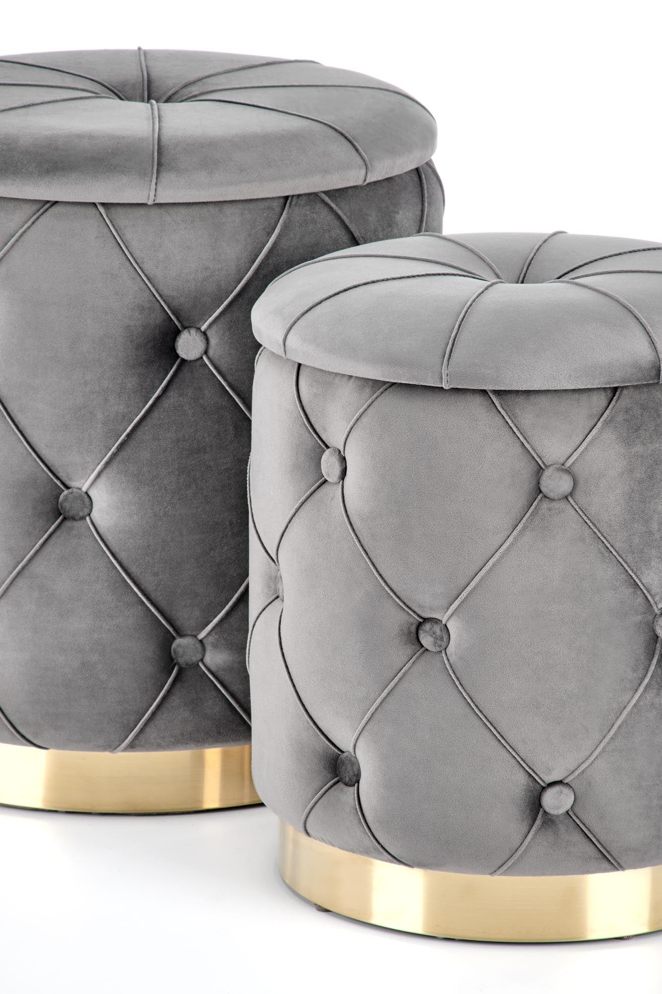 Halmar Set di 2 pouf contenitore in tessuto Polly Grigio