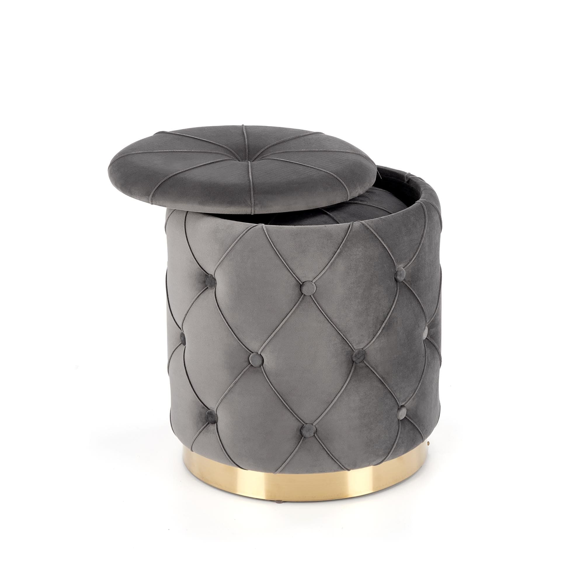 Halmar Set di 2 pouf contenitore in tessuto Polly Grigio