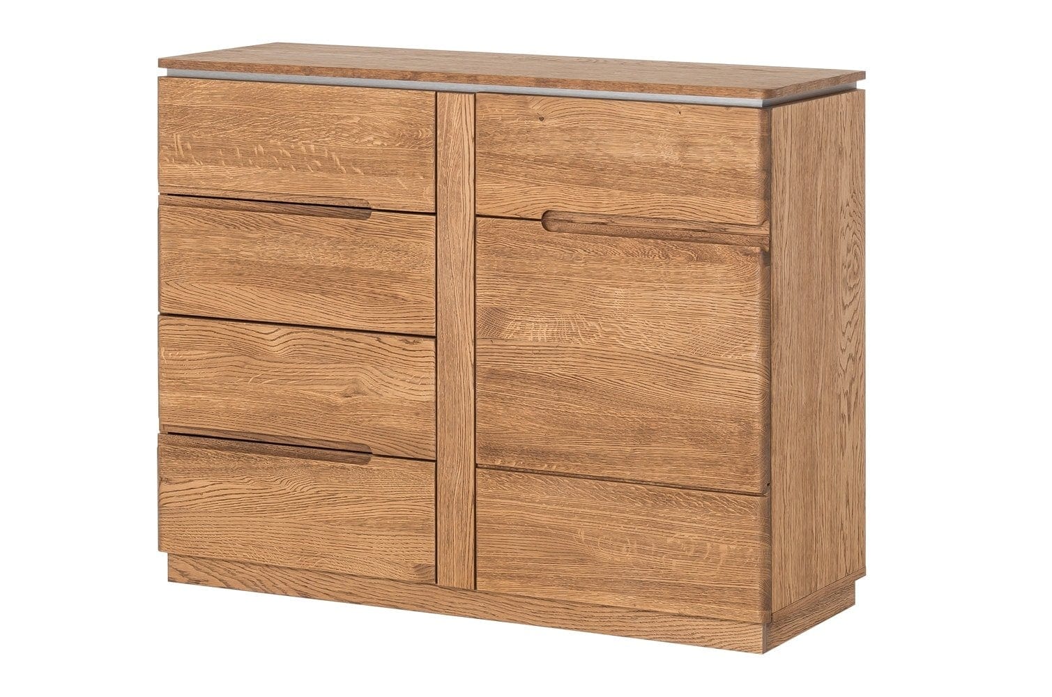 Szynaka Cassettiera in legno e impiallacciato con 4 cassetti e 1 anta Montenegro 44 Rustic Oak, l108xl48xh87 cm