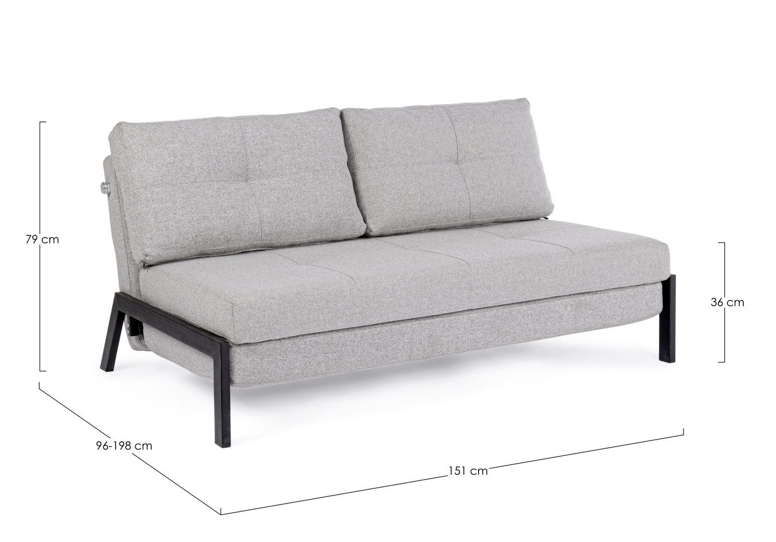 Bizzotto Divano Letto 2 posti in tessuto Hayden Grigio