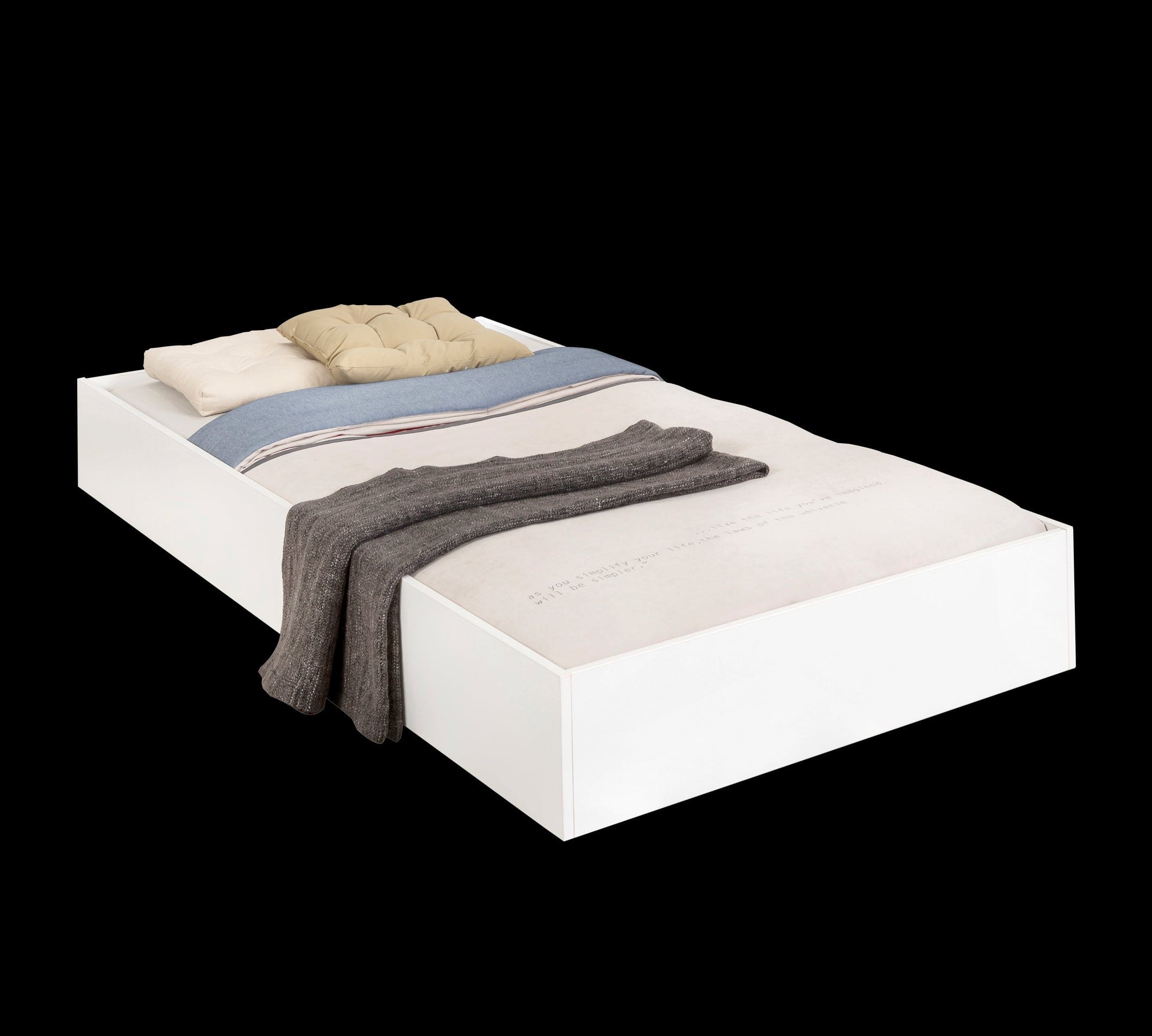 Letto giovanile a cassetti in bianco paglierino, l194xL93xH24 cm