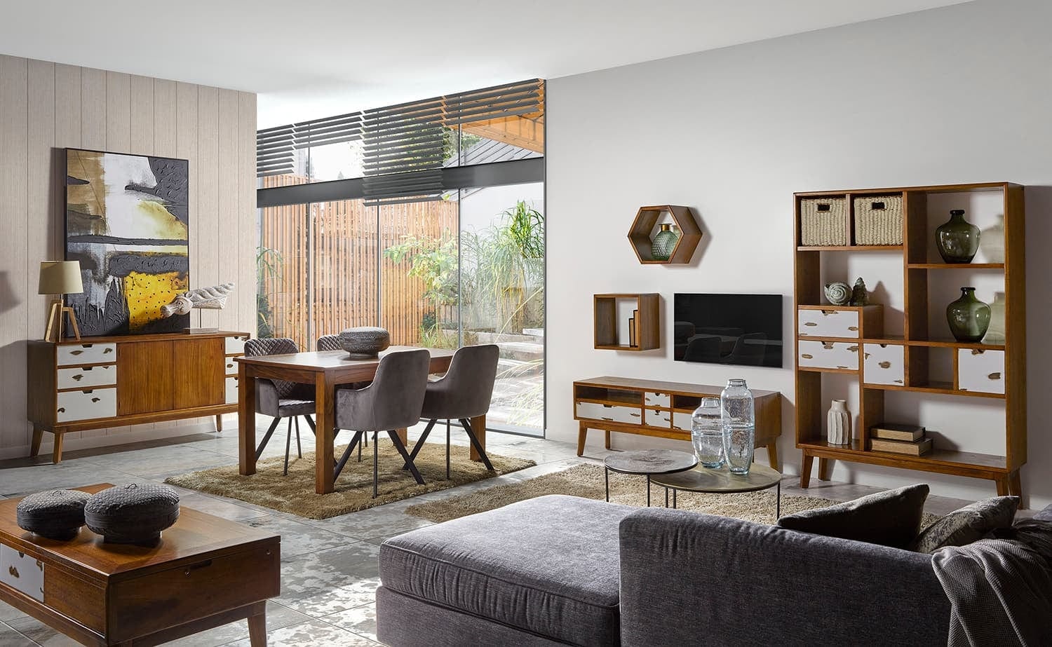 Libreria con 4 cassetti Nordic Noce (1)