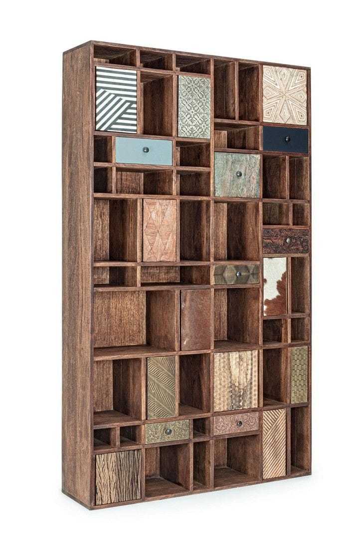 Libreria con 7 cassetti e 10 ante Dhaval Naturale