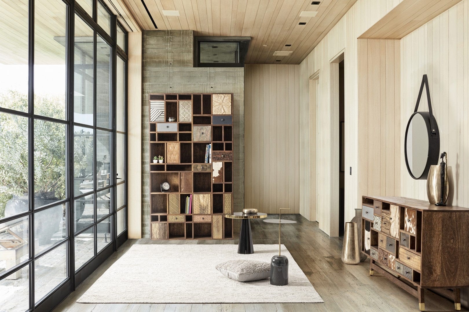 Libreria con 7 cassetti e 10 ante Dhaval Naturale (1)