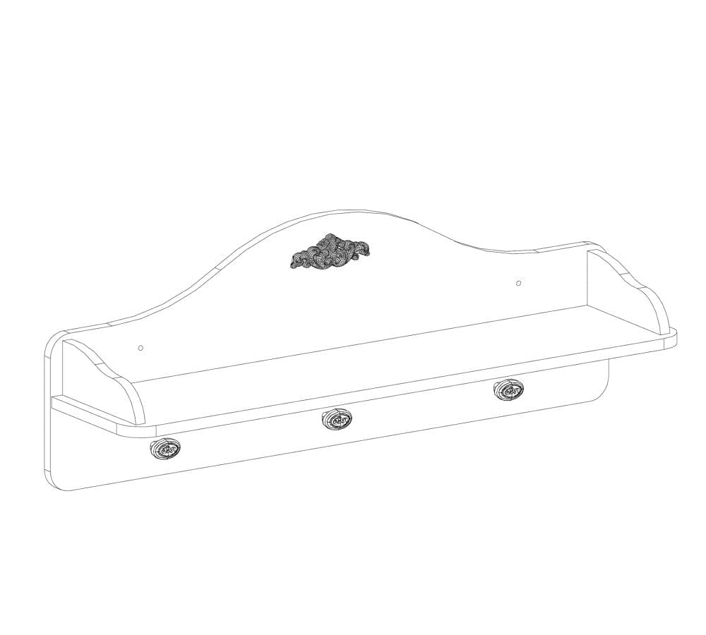 Mensola appesa per bambini in paglia, Romantic Baby White, l75xL22xH30 cm (3)