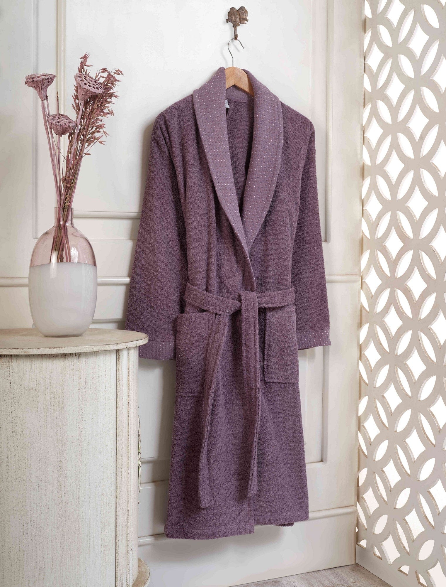 Accappatoio donna in cotone Madrid Violetto, M / L